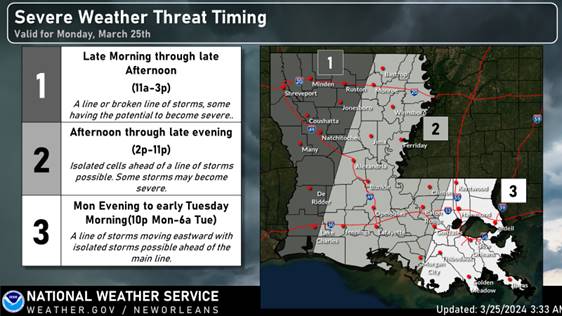 State Severe Weather Update – March 25th, 2024, 7:30AM